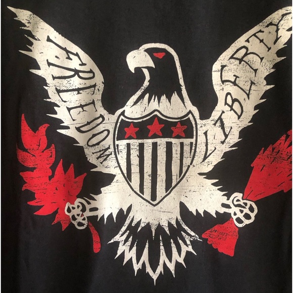MELMARC Mens Black T-Shirt Size Medium  Graphics FREEDOM LIBERTY Cotton New - Picture 3 of 7